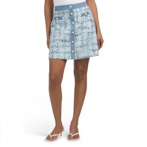 Nanette Lepore Blue and White Checkered Mini Skirt size small